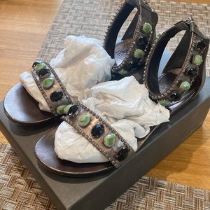 Vince Camuto Metallic Sandals with Gemstones - Karmo